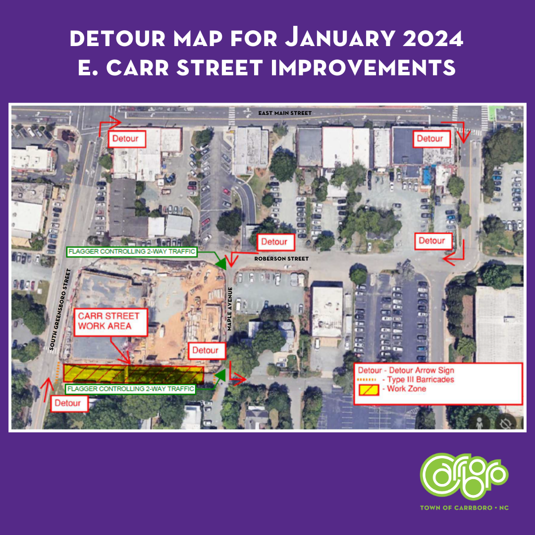 detour map during e. carr street improvements