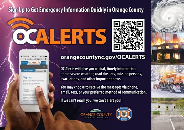 OC Alerts graphics in English and Spanish